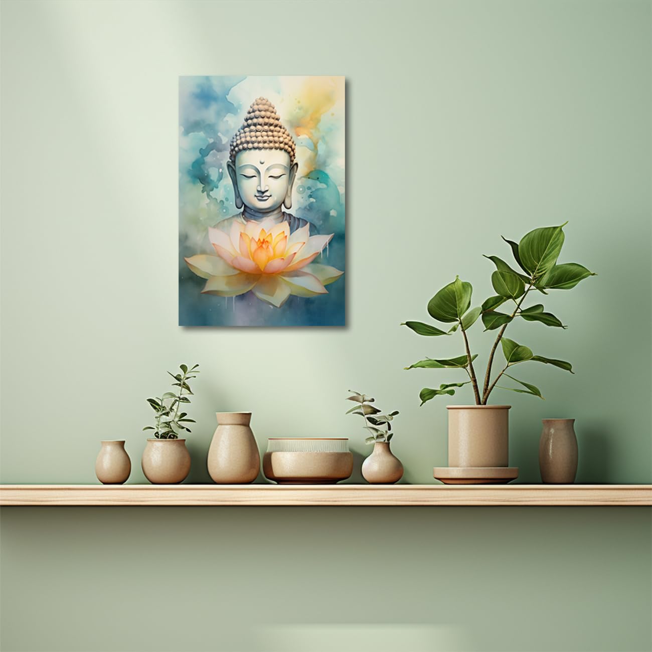 Amazon｜CXHOSTENT仏陀キャンバスウォールアート仏像と蓮の花の絵